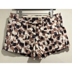 J. Crew Shorts Sz 4 Cotton Stretch Abstract Casual Pockets Brown Black Pink